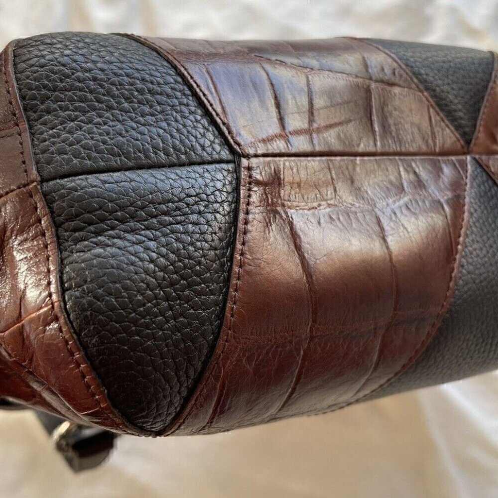 BRIGHTON EMMA Tiny Woven Brown/Black Leather Print D330285 Western Vintage Bag - Picture 10 of 15